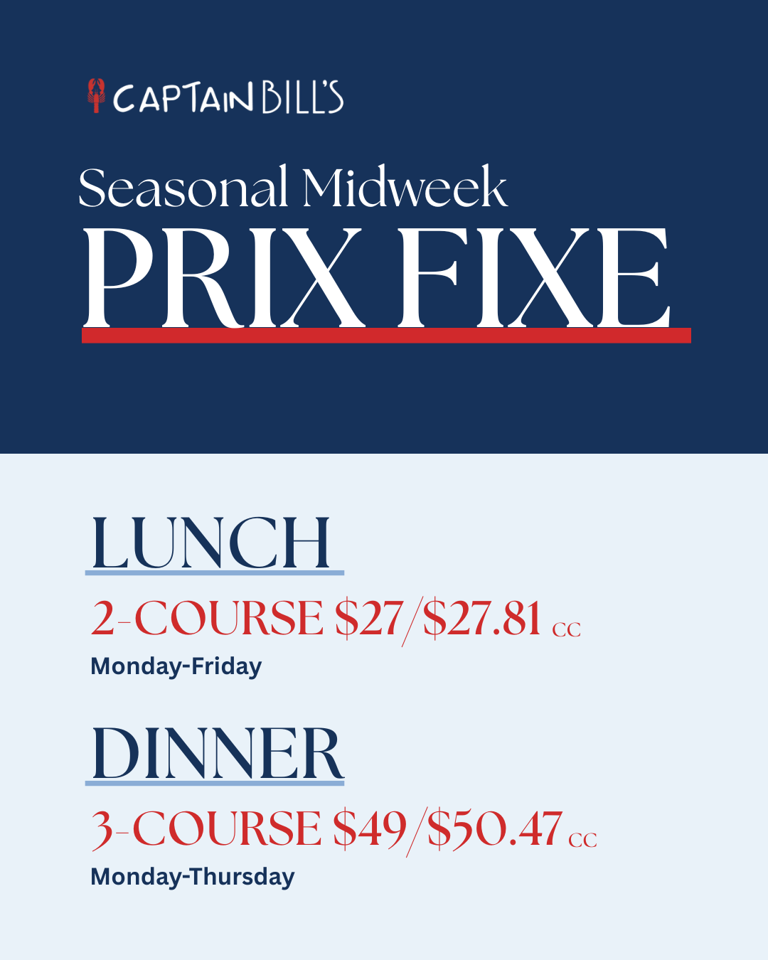 Seasonal Prix Fixe